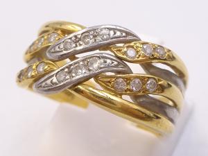 Pt900/K18 ダイヤ 0.20ct リング 5.5g